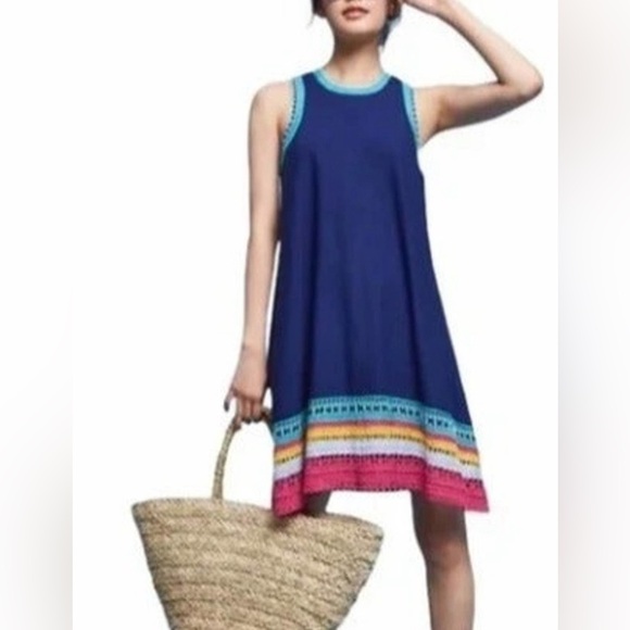 Akemi + Kin Navy With Mulyi Color Crochet Detail Sleeveless Dress Size Small - Picture 2 of 6